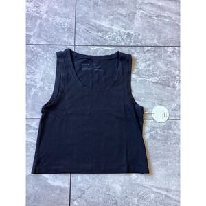 Pact Organic Cotton Stretch Scoop Neck Tank Top Black Womens Medium NWT